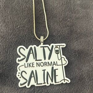 Salty Like Normal Saline Necklace - White and Black Pendant